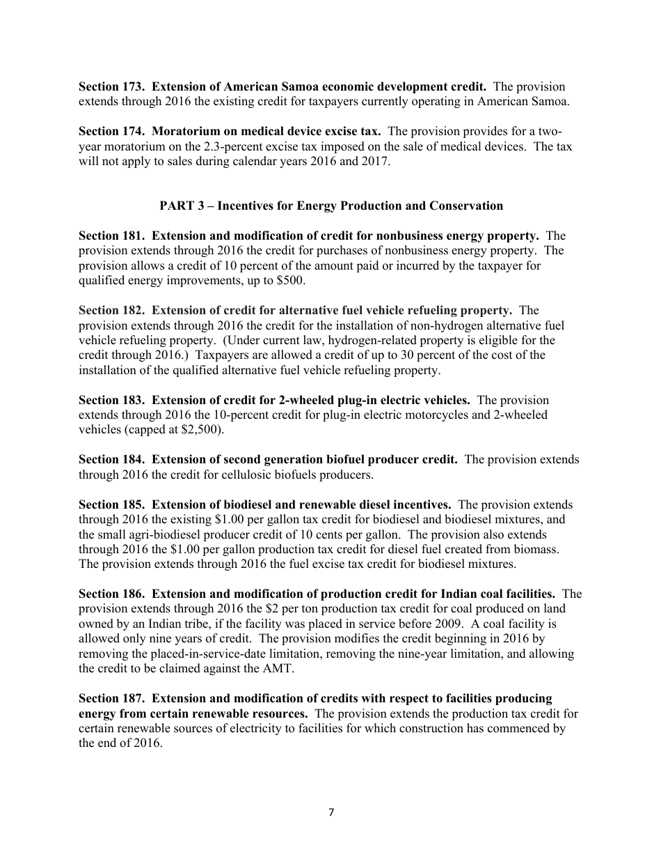 Section-By-Section Summary of the Proposed protecting Americans From Tax Hikes Act of 2015, Page 7