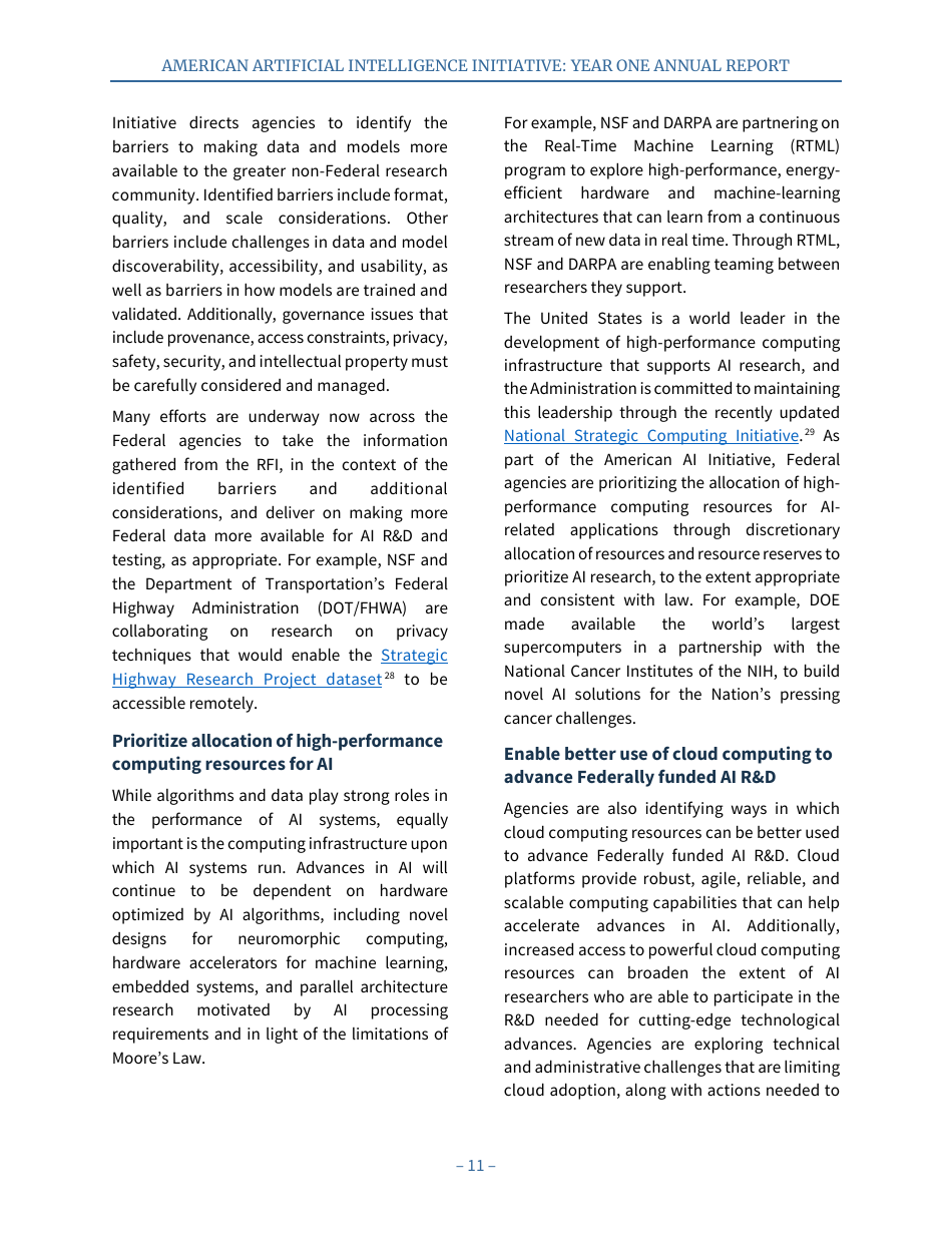 American Artificial Intelligence Initiative: Year One Annual Report, Page 17
