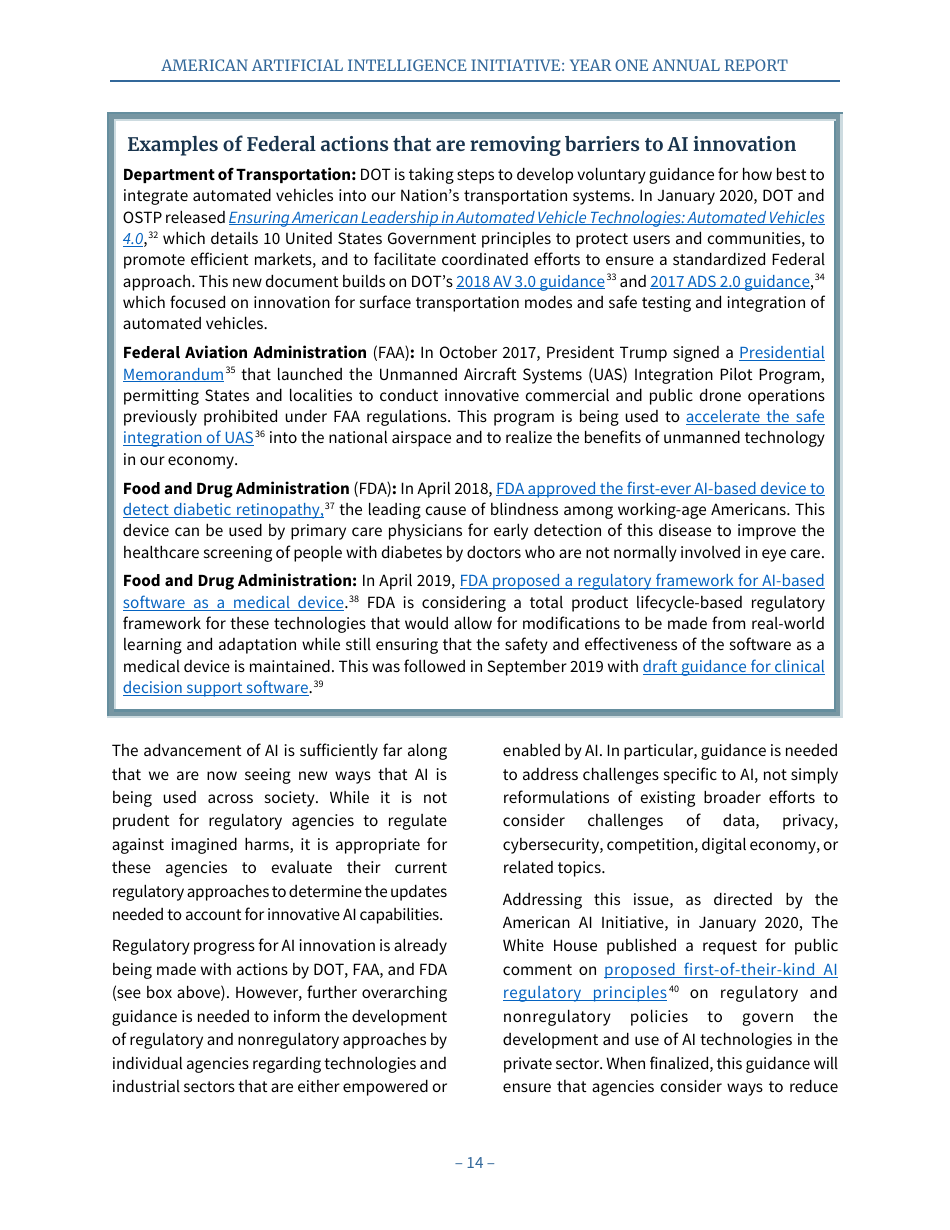 American Artificial Intelligence Initiative: Year One Annual Report, Page 20