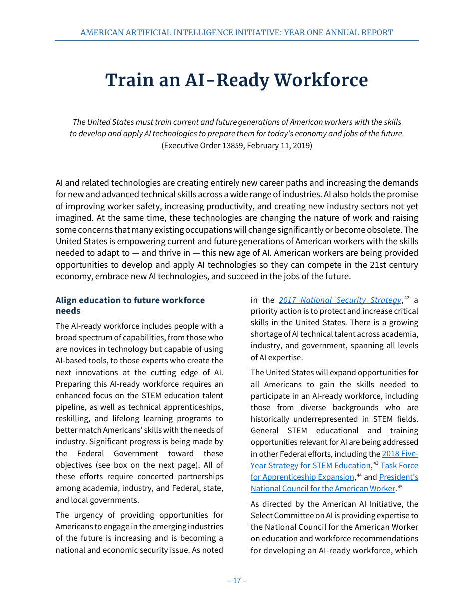 American Artificial Intelligence Initiative: Year One Annual Report, Page 23