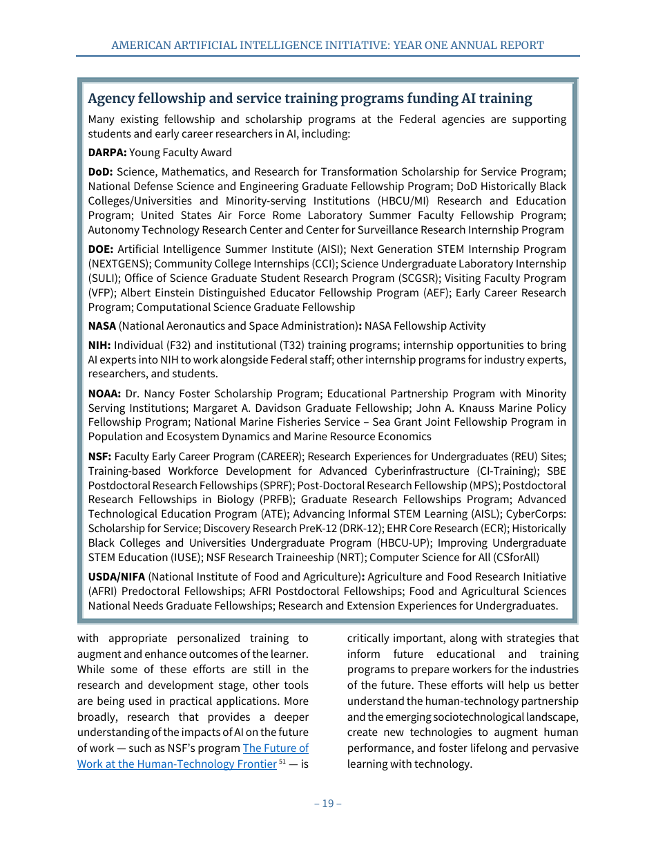 American Artificial Intelligence Initiative: Year One Annual Report, Page 25