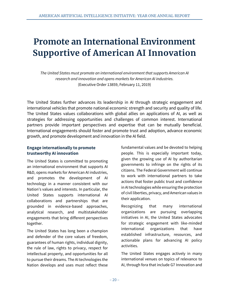 American Artificial Intelligence Initiative: Year One Annual Report, Page 26