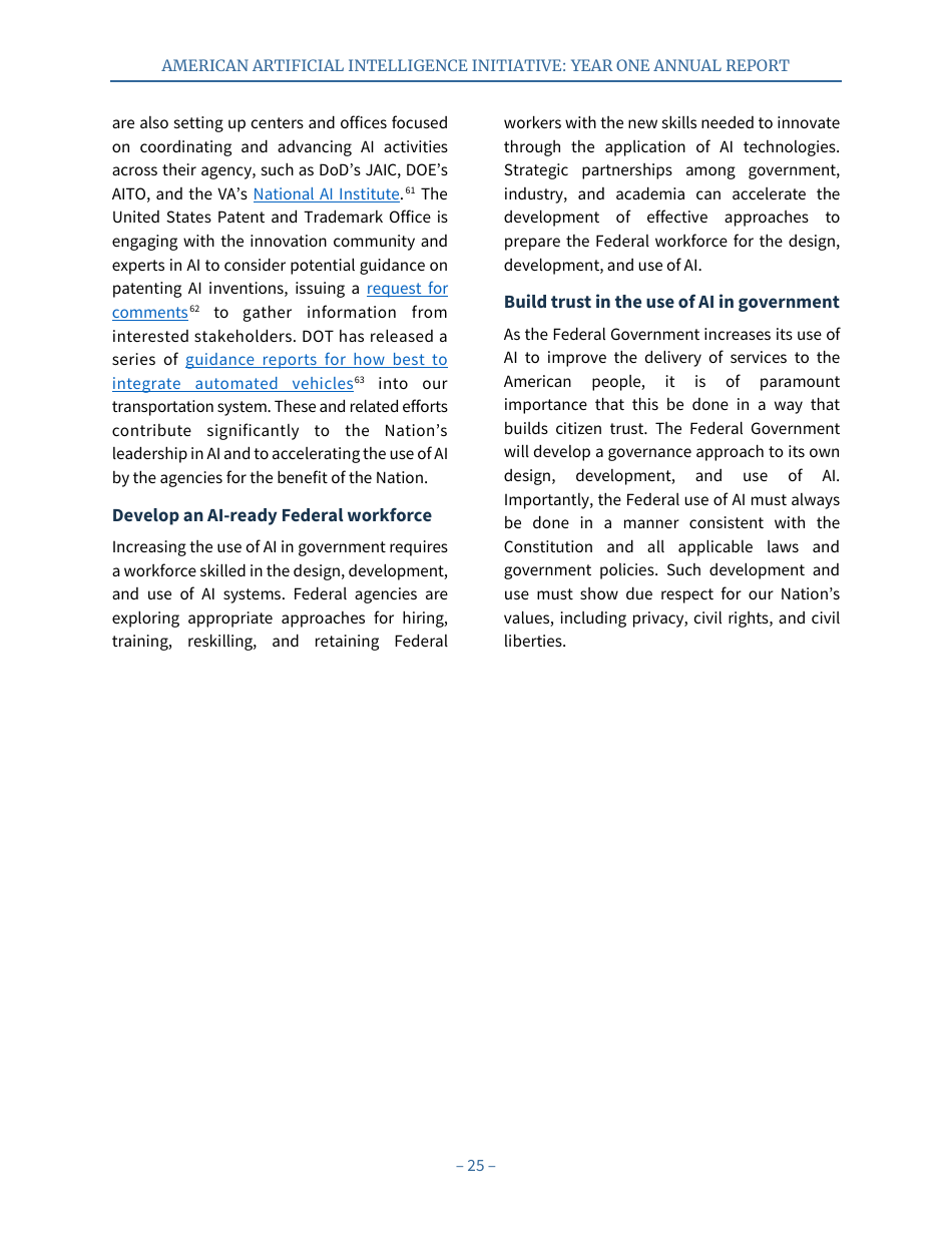 American Artificial Intelligence Initiative: Year One Annual Report, Page 31
