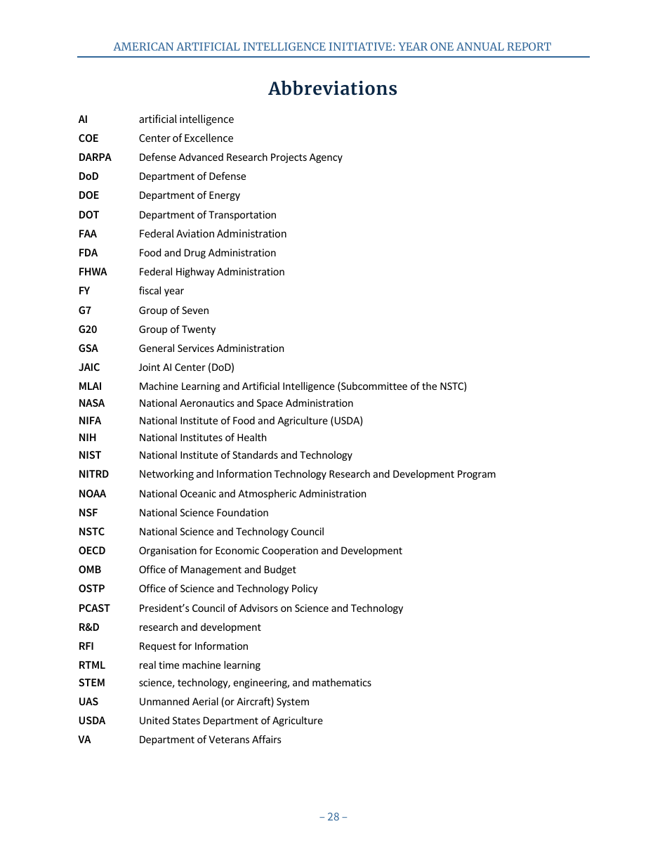 American Artificial Intelligence Initiative: Year One Annual Report, Page 34