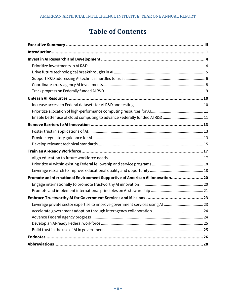 American Artificial Intelligence Initiative: Year One Annual Report, Page 4