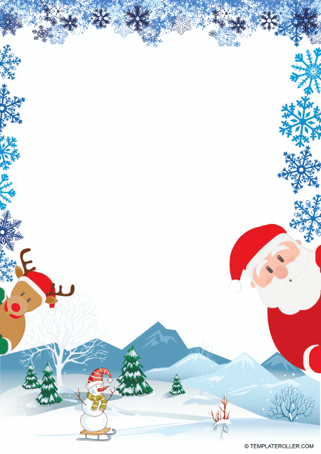 Christmas Border Template with Blue Frame
