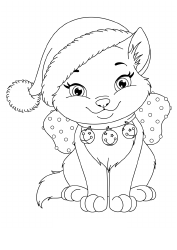 Document preview: Christmas Cat Coloring Page