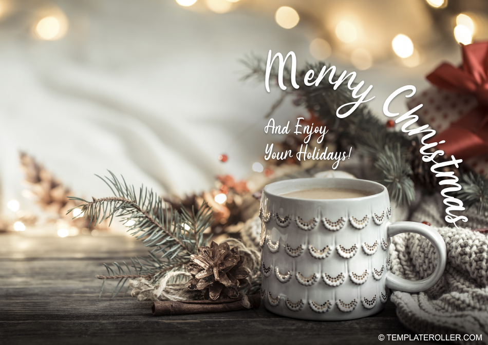 Christmas Card Template - Image of a warm and cozy holiday atmosphere