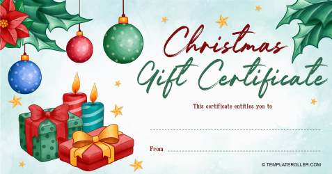 Document preview: Christmas Gift Certificate Template - Gifts