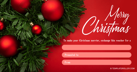 Document preview: Christmas Gift Certificate Template - Red