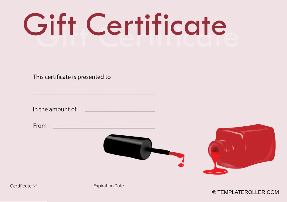 Nail Gift Certificate Template Beige Download Printable PDF 