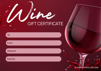 Document preview: Wine Gift Certificate Template - Red