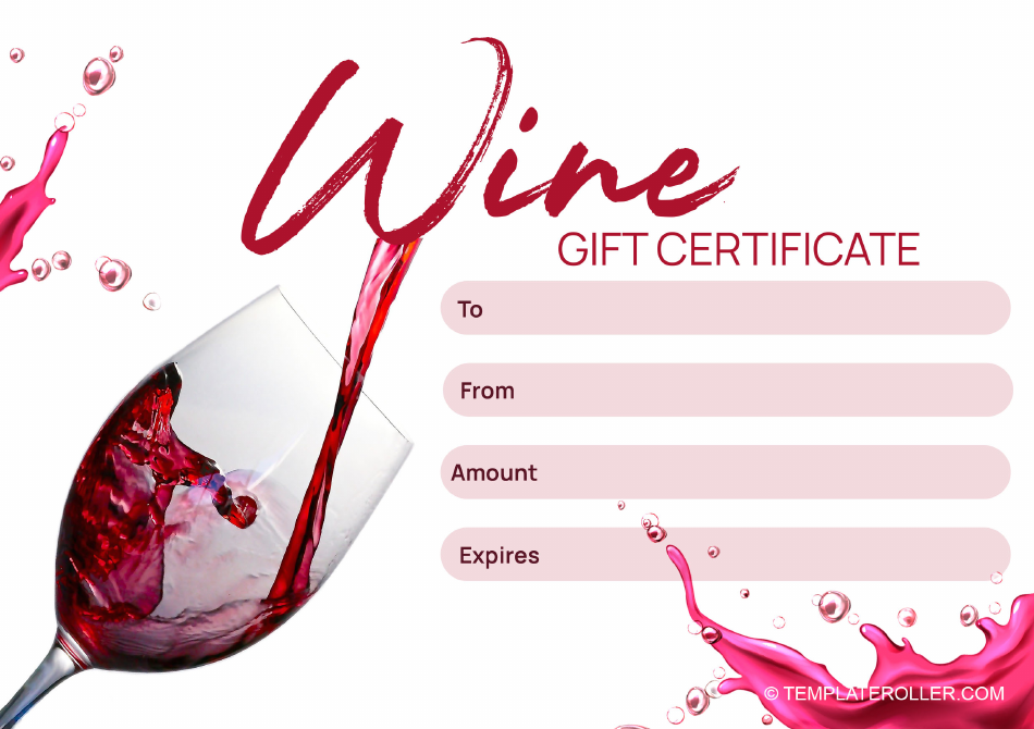Wine Gift Certificate Template - White