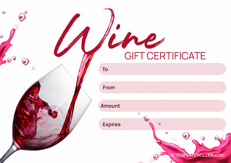 Wine Gift Certificate Template - White