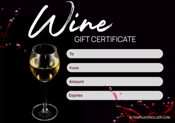 Document preview: Wine Gift Certificate Template - Black