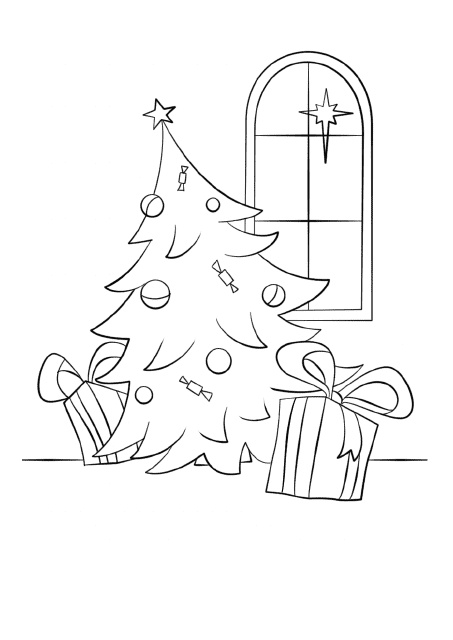 Christmas Tree Coloring Pages - Star
