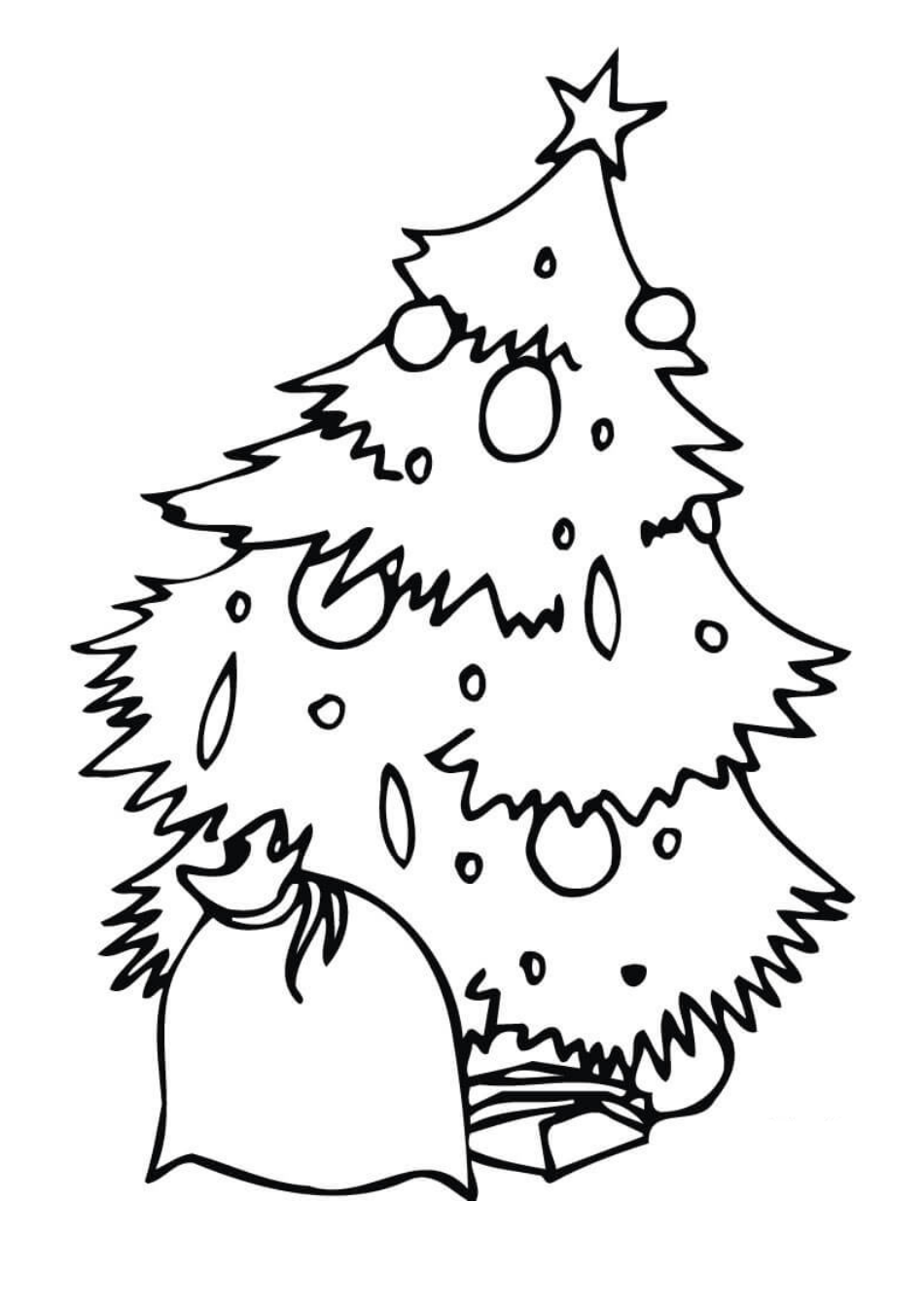 Christmas Tree Coloring Pages with Lush Tree
