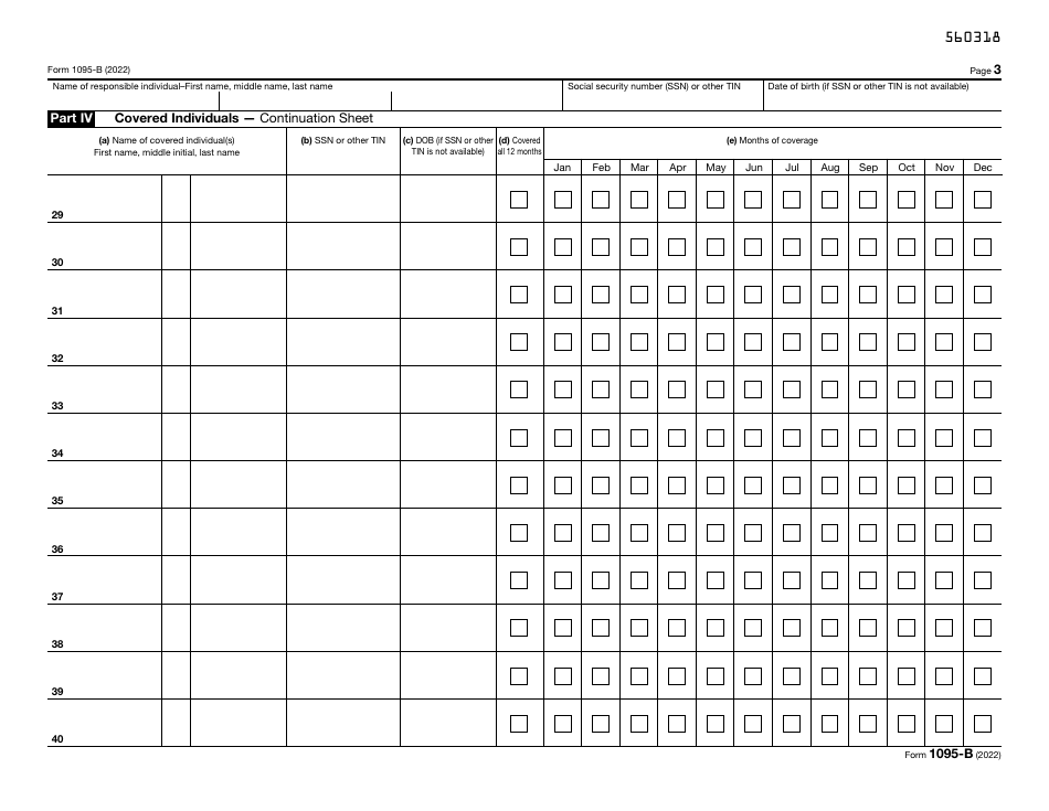 IRS Form 1095-B Download Fillable PDF Or Fill Online Health Coverage ...