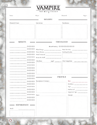 Vampire the Masquerade Character Sheet - 5th Edition, Marble, Page 2