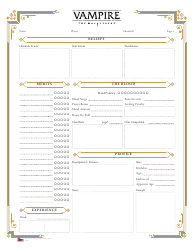 Vampire the Masquerade Character Sheet - 5th Edition, White, Page 2
