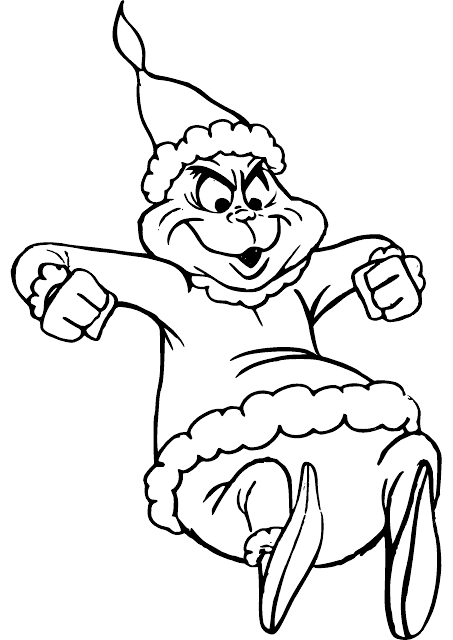 Grinch Coloring Pages - Jumping Grinch