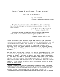 Document preview: Does Capital Punishment Deter Murder? a Brief Look at the Evidence - John Lamperti