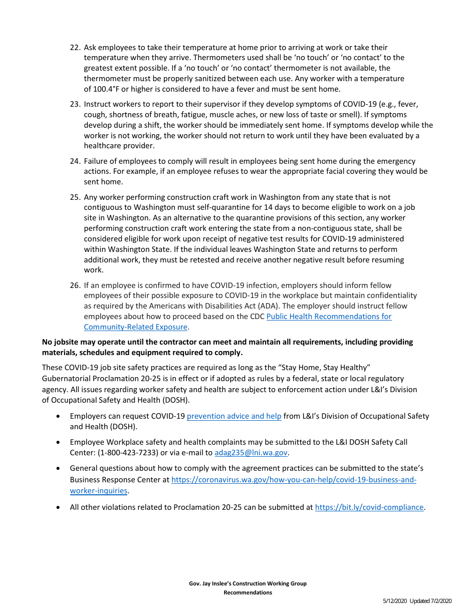 Phase 2 Construction Covid-19 Job Site Requirements - Washington, Page 4
