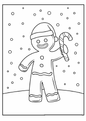 Gingerbread Man Coloring Page - Snow