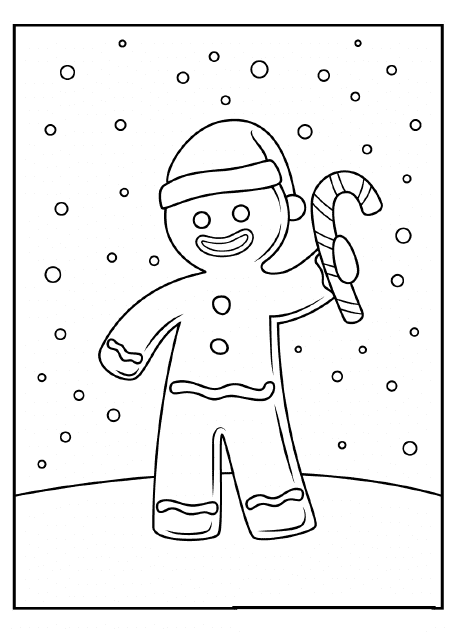 Gingerbread Man Coloring Page - Snow Download Pdf