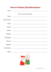 Document preview: Secret Santa Questionnaire Template - Red