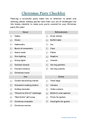 Document preview: Christmas Party Checklist Template