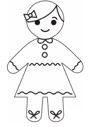 Document preview: Gingerbread Girl Coloring Page