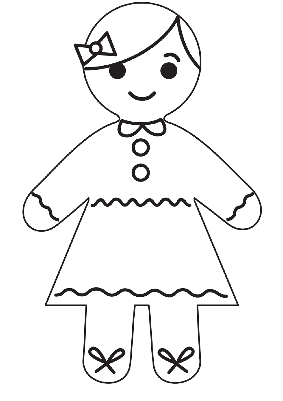 Gingerbread Girl Coloring Page, Page 1