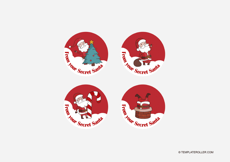 Secret Santa Gift Tag Template - Red Circles