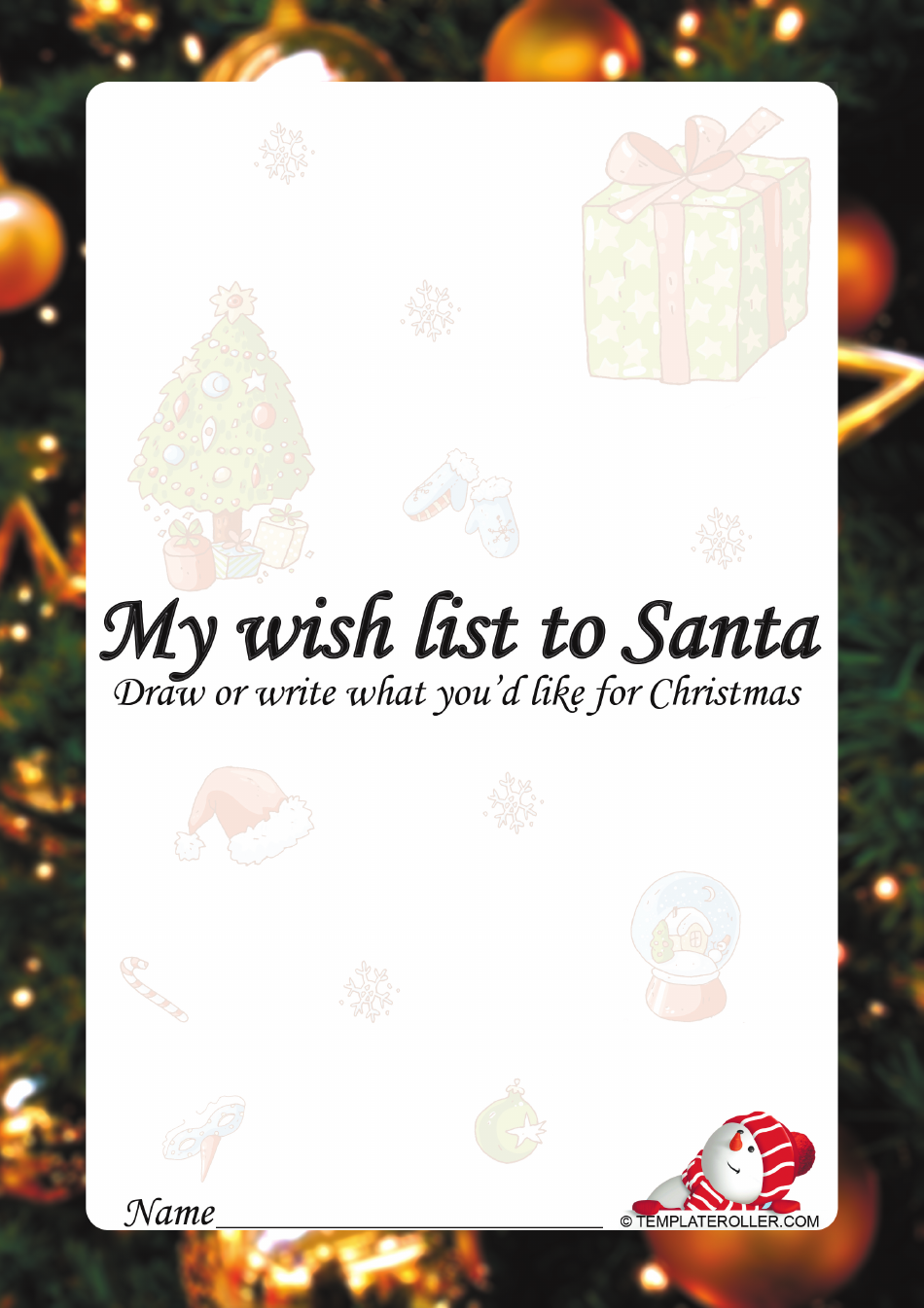 Christmas Wish List Template - Festive and Joyous Celebration Atmosphere