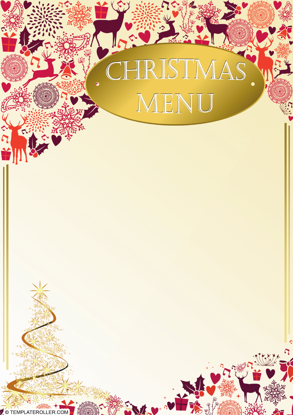 Christmas Menu Template - Yellow Download Printable PDF | Templateroller