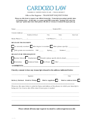 Document preview: Transcript Request Form - Yeshiva University - New York City