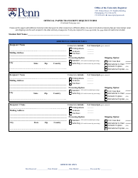 Official Paper Transcript Request Form - University of Pennsylvania - Pennsylvania, Page 2