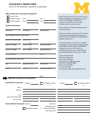 Document preview: Transcript Order Form - University of Michigan - Michigan
