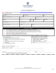 Document preview: Transcript Request Form - Johns Hopkins School of Education - Maryland