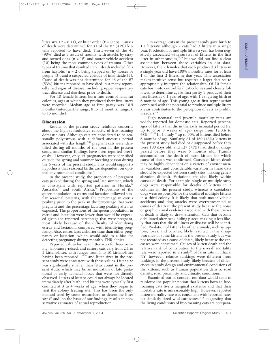 Reproductive Capacity of Free-Roaming Domestic Cats and Kitten Survival Rate - Felicia B. Nutter, Jay F. Levine, Michael K. Stoskopf, Page 3
