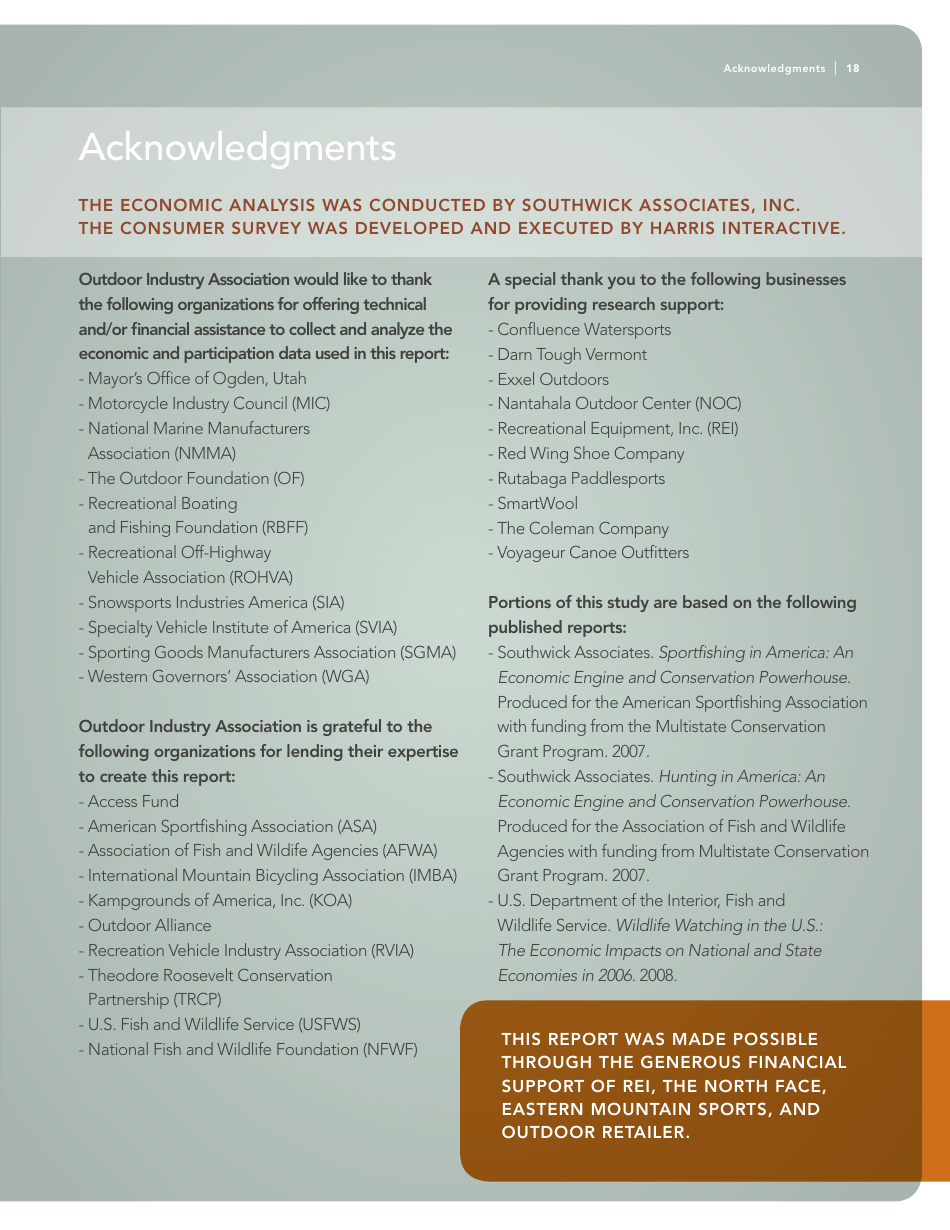 The Outdoor Recreation Economy: Take It Outside for American Jobs and a Strong Economy, Page 19