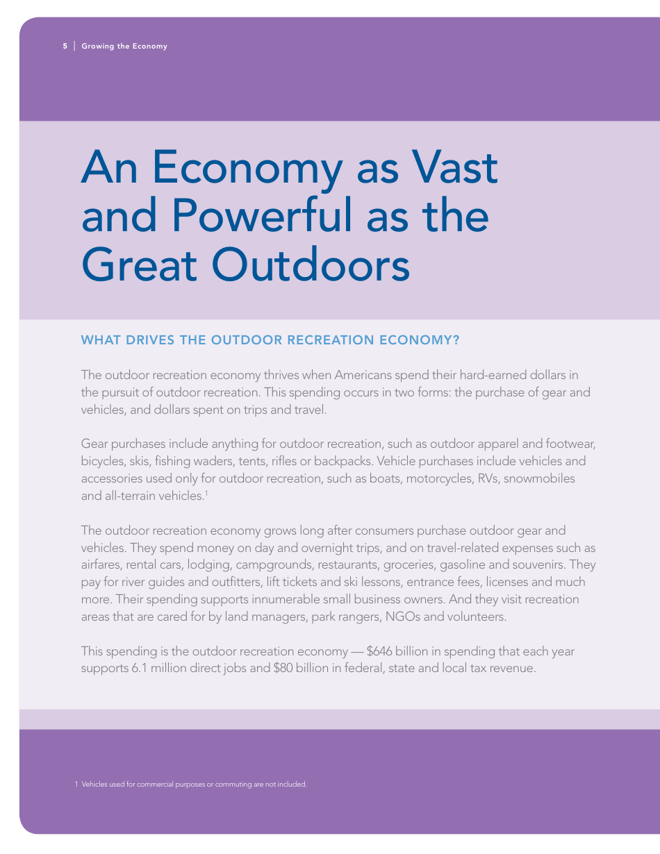The Outdoor Recreation Economy: Take It Outside for American Jobs and a Strong Economy, Page 6