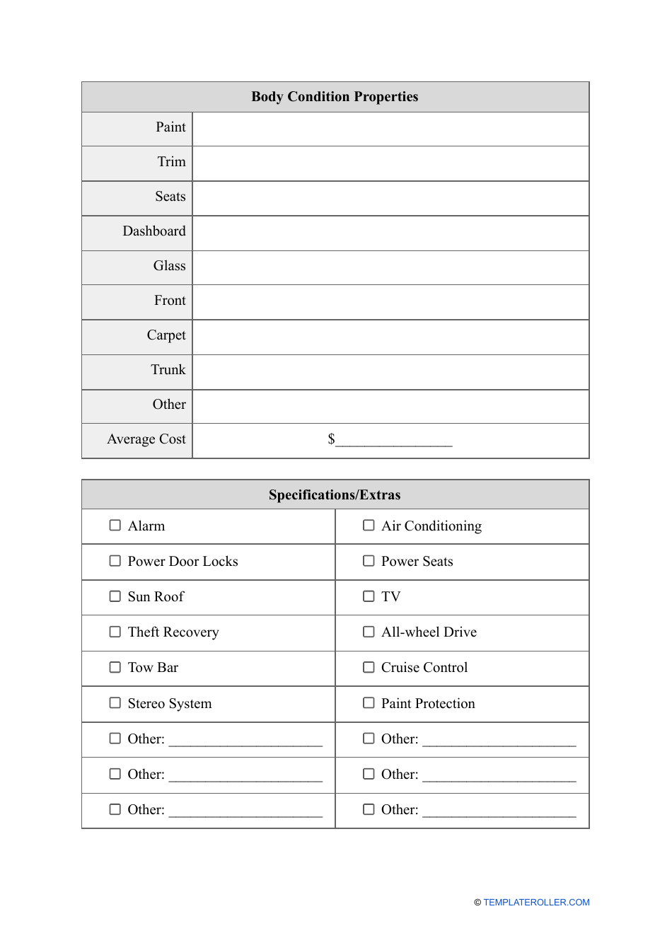 Classic Car Appraisal Form Fill Out Sign Online And Download PDF 
