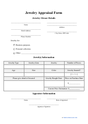 Document preview: Jewelry Appraisal Form