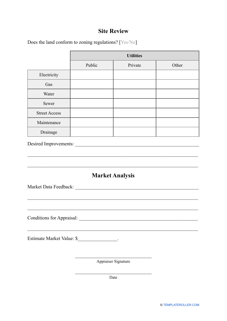 Land Appraisal Form Fill Out Sign Online And Download Pdf Templateroller 3025