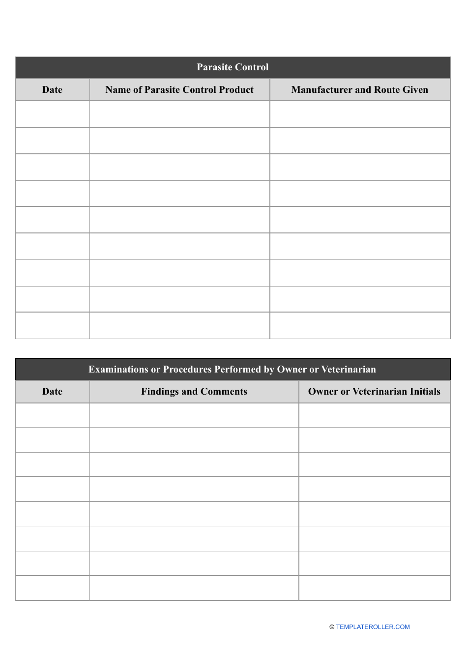 Puppy Health Record, Page 2