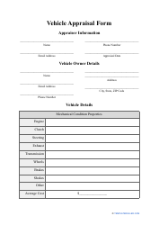 Document preview: Vehicle Appraisal Form