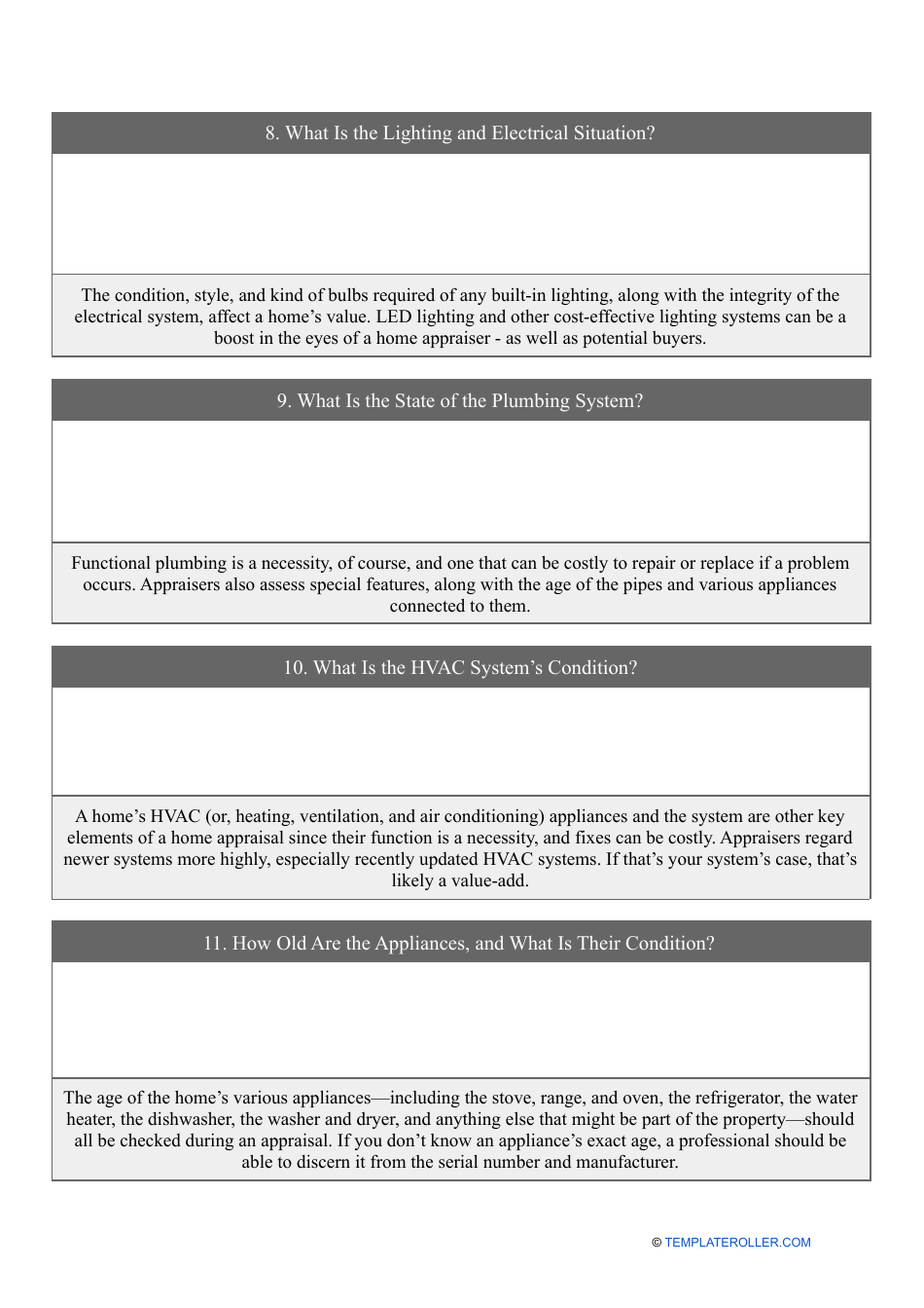 Home Appraisal Checklist, Page 3