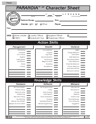 Document preview: Paranoia Xp Character Sheet